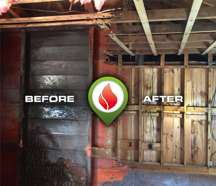 Before and after commercial fire damage project.